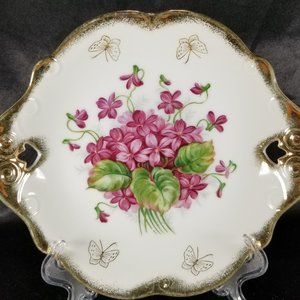 Vintage Trimont Ware Violet & Butterfly Shallow Porcelain Bowl